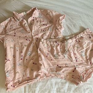 J. Crew Pink Patterned Women's Pajama Set